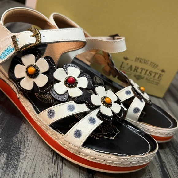 L'Artiste by Spring Step Women’s Goodie Ankle Strap Sandal With Floral Appliqué - Picture 12 of 16